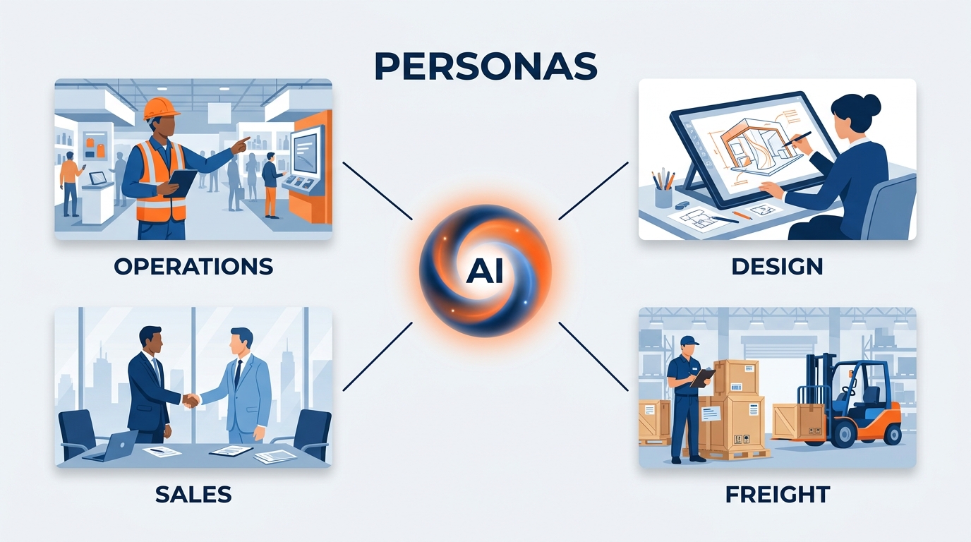 Screenshot-style illustration of Microsoft 365 Copilot Personalization settings, showing system prompt configuration fields with examples relevant to a live events professional