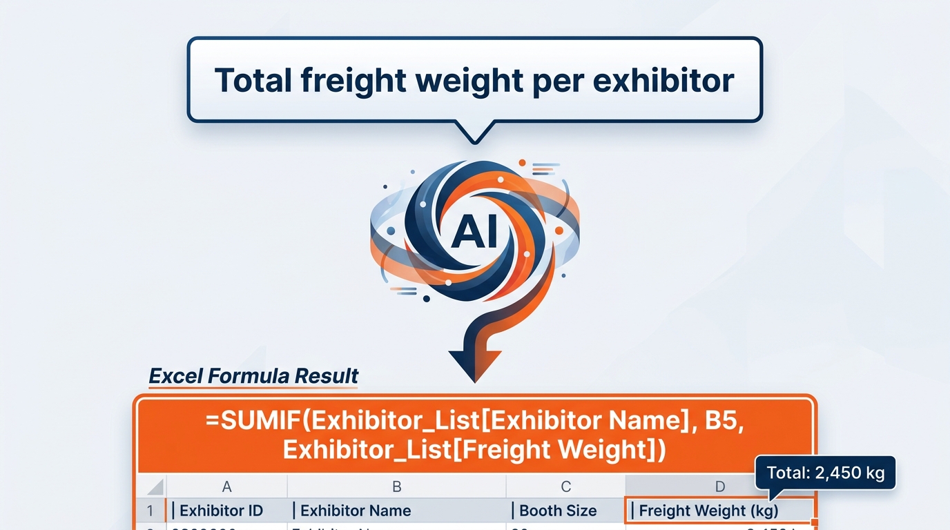 Two-panel infographic comparing the old and new formula workflows — left panel shows a frustrated professional with multiple browser tabs open searching for XLOOKUP syntax, right panel shows a clean Copilot pane with a natural language request and the correctly generated formula appearing instantly with a plain-English explanation below it. Blue and orange color scheme.