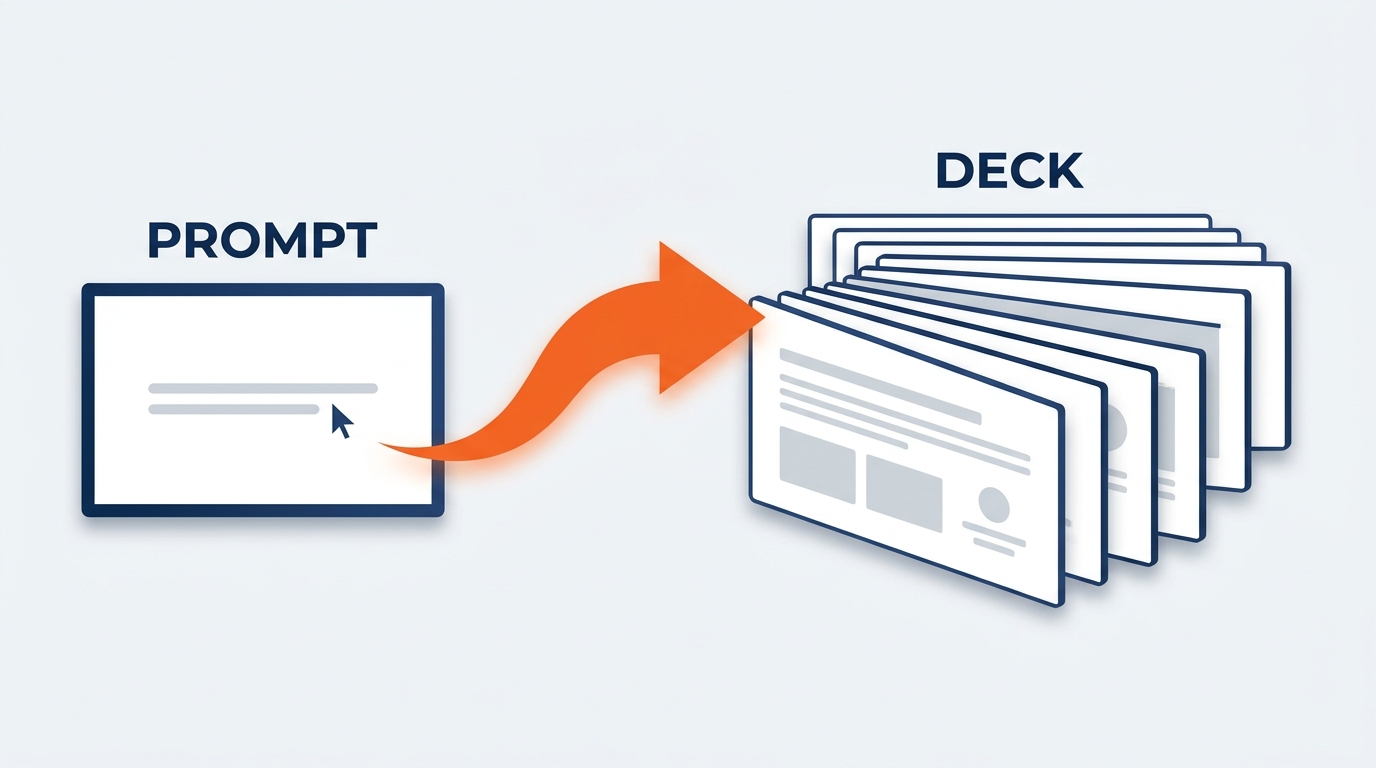 Illustrated explainer infographic summarizing Copilot in PowerPoint capabilities — two entry points at top (PowerPoint Agent Mode and m365.cloud.microsoft), four workflow stages in middle (Prompt, Clarifying Questions, Slide Generation, Refinement), four GES deck types at bottom (Spiro Concept Deck, Organizer RFP Response, Post-Show Recap, Account QBR), and a human verification and design review checkpoint gate at the far right